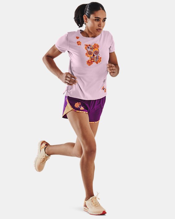 Shorts UA Fly-By Elite Day Of The Dead para Mujer, Purple, pdpMainDesktop image number 4
